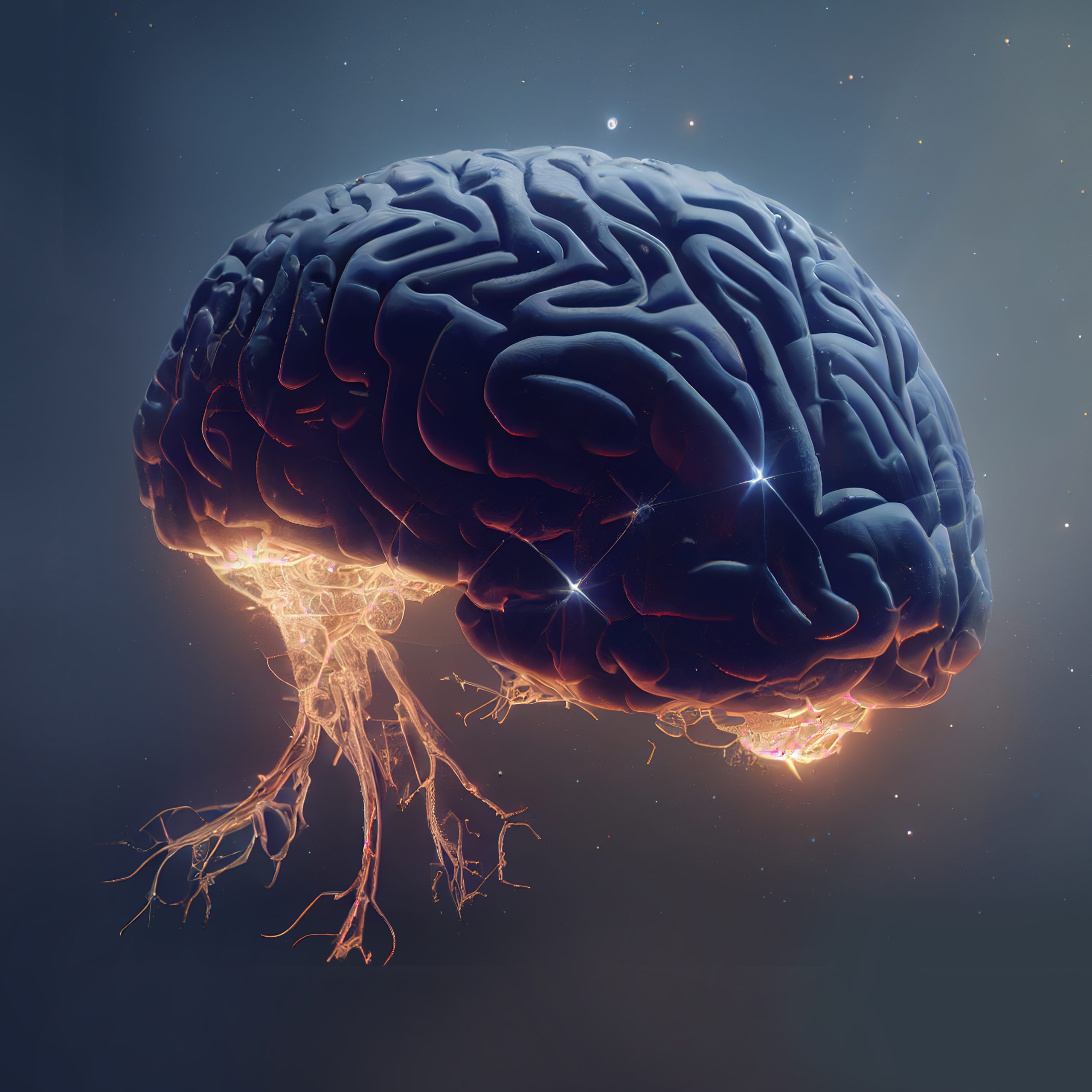 illustration of human brain with impulses of neurons illustration of human brain with impulses of neurons.