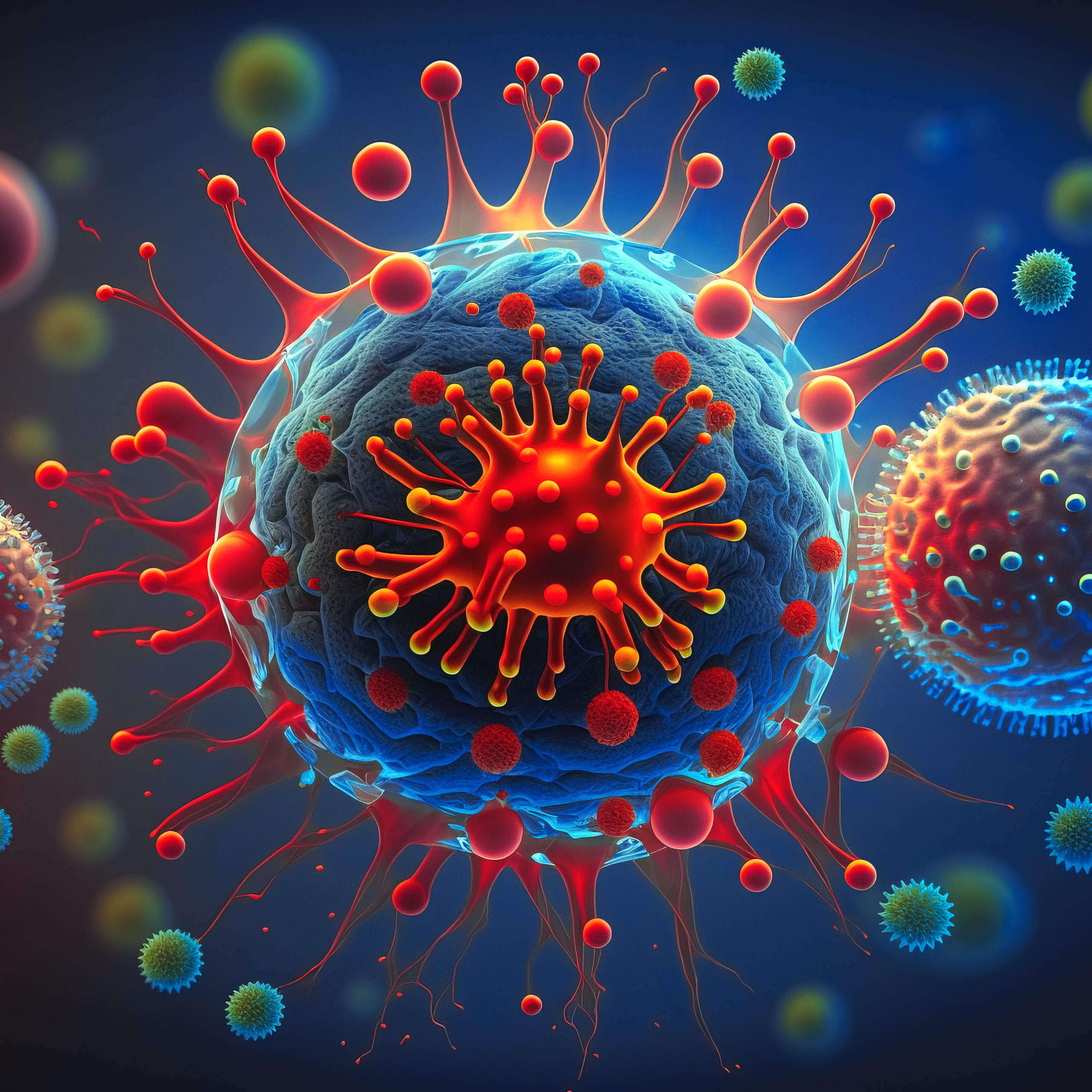 Leukocytes Attack Viruses.Ai generatad illustration